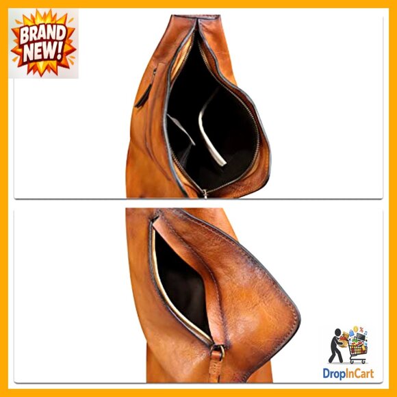 Vintage Genuine Leather Sling Backpack Daypack Crossbody Adjustable Strap